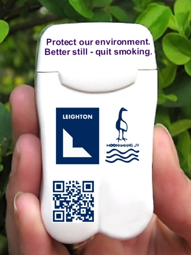 Leighton Contractors new Personal Ashtray with QR Code