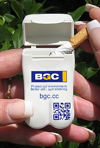 BGC Personal Ashtray with QR Code and Quit Smoking message