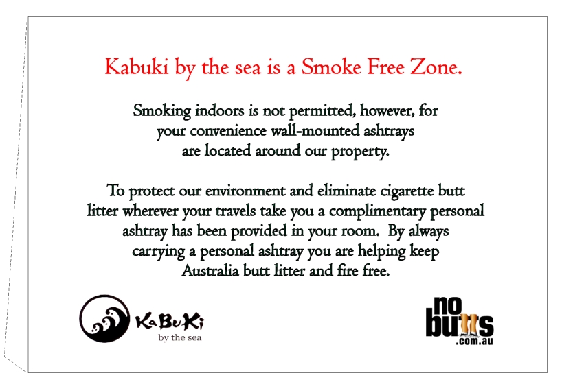 Kabuki by-the-sea's In-room Smoke Free Sign
