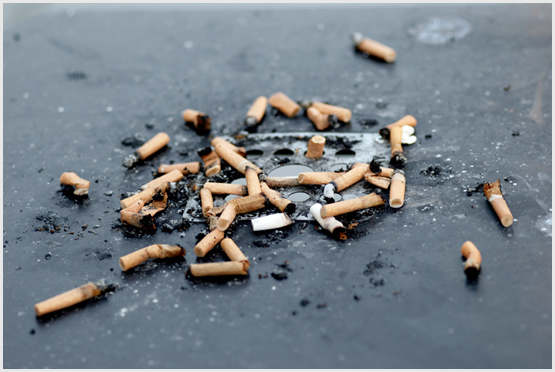 Typical cigarette butt litter