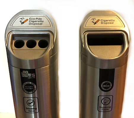 Genuine Eco-Pole Ashtray vs. inferior copy. It's not hard to spot the difference...