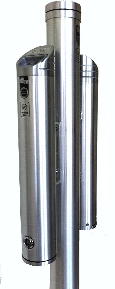 Our new Eco-Pole DUO Freestanding Bollard Ashtray offers double the butt storage capcity with 2 separate Eco-Pole WET System Ashtrays in one unit!