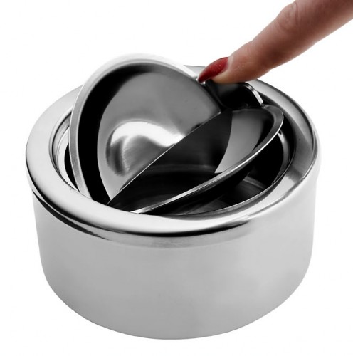 Windproof Ashtrays Tabletop Ashtrays Stainless Steel Flip Top Ashtrays For Outdoor Dining 