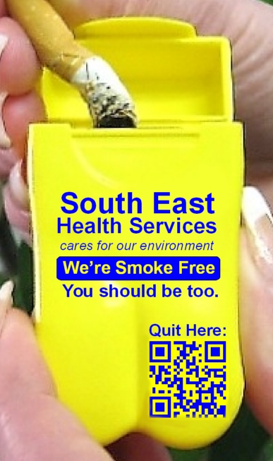South East Health Services Personal Ashtray with Quit QR Code