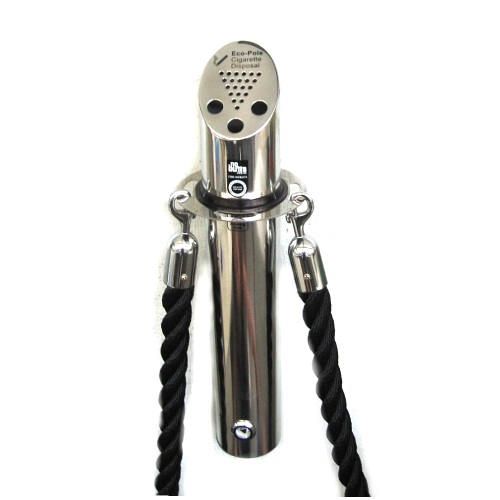 Eco-Pole Wall/Post Ashtray with Crowd Control Rope Ring Eco-Pole Wall/Post Ashtray with Crowd Control Rope Ring