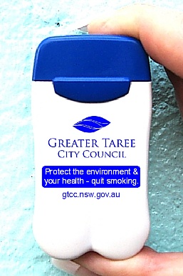 Greater Taree City Council's new Pocket/Personal/Portable Ashtrays from No BuTTs